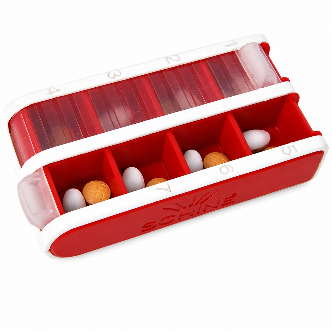 Schine Pill Box, liten, röd
