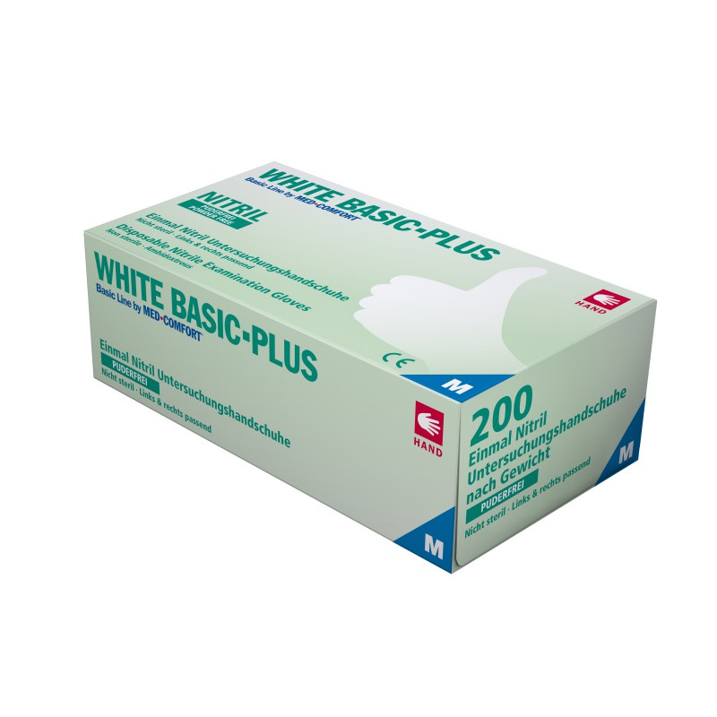 White Basic Plus Nitrilhandskar, Puderfri