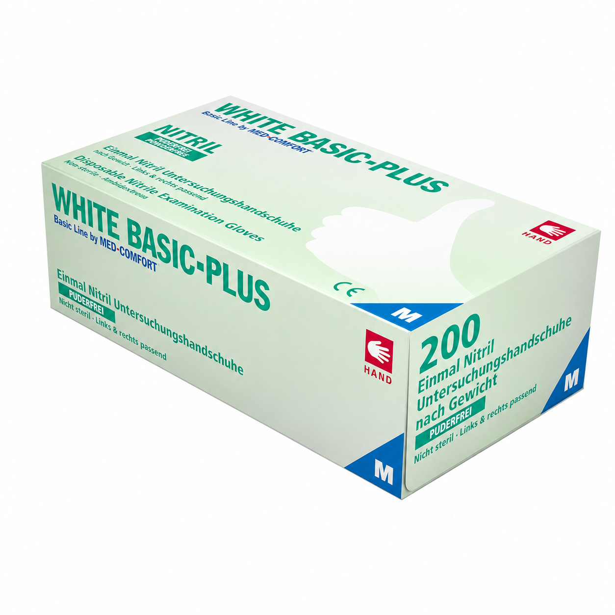 White Basic Plus Nitrilhandskar, Puderfri