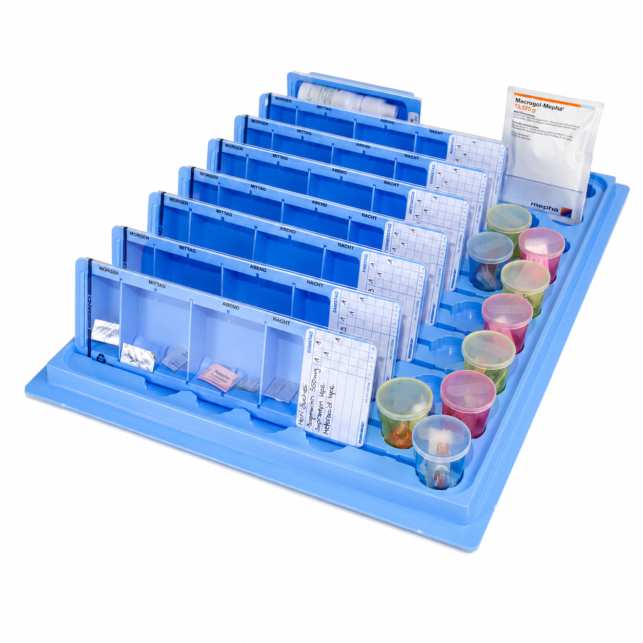 Förstärkt medicinbricka för 17 dispensrar, 335 × 450 mm