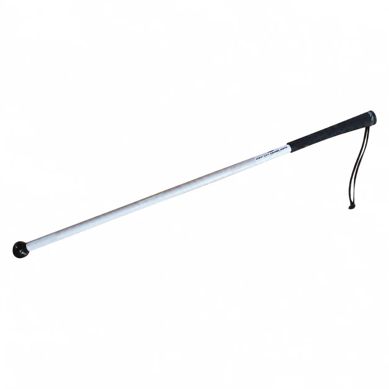 Carumed Odelbar teknikkäpp för barn (Modell 5) med vitt skaft, svart handtag och rund knopp.