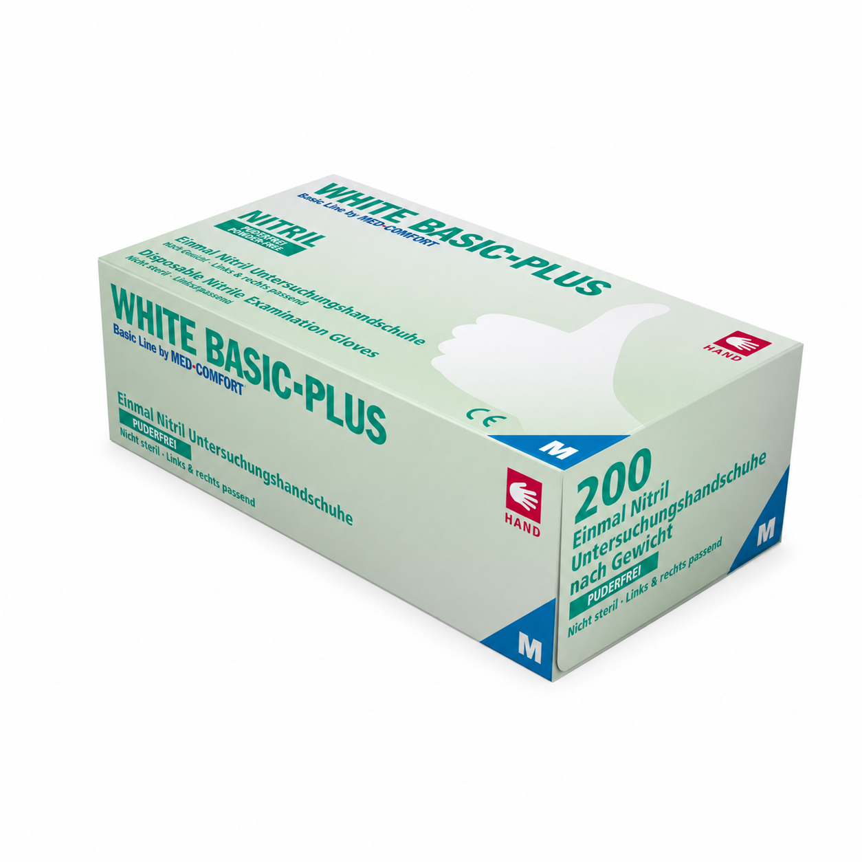 White Basic Plus Nitrilhandskar, Puderfri